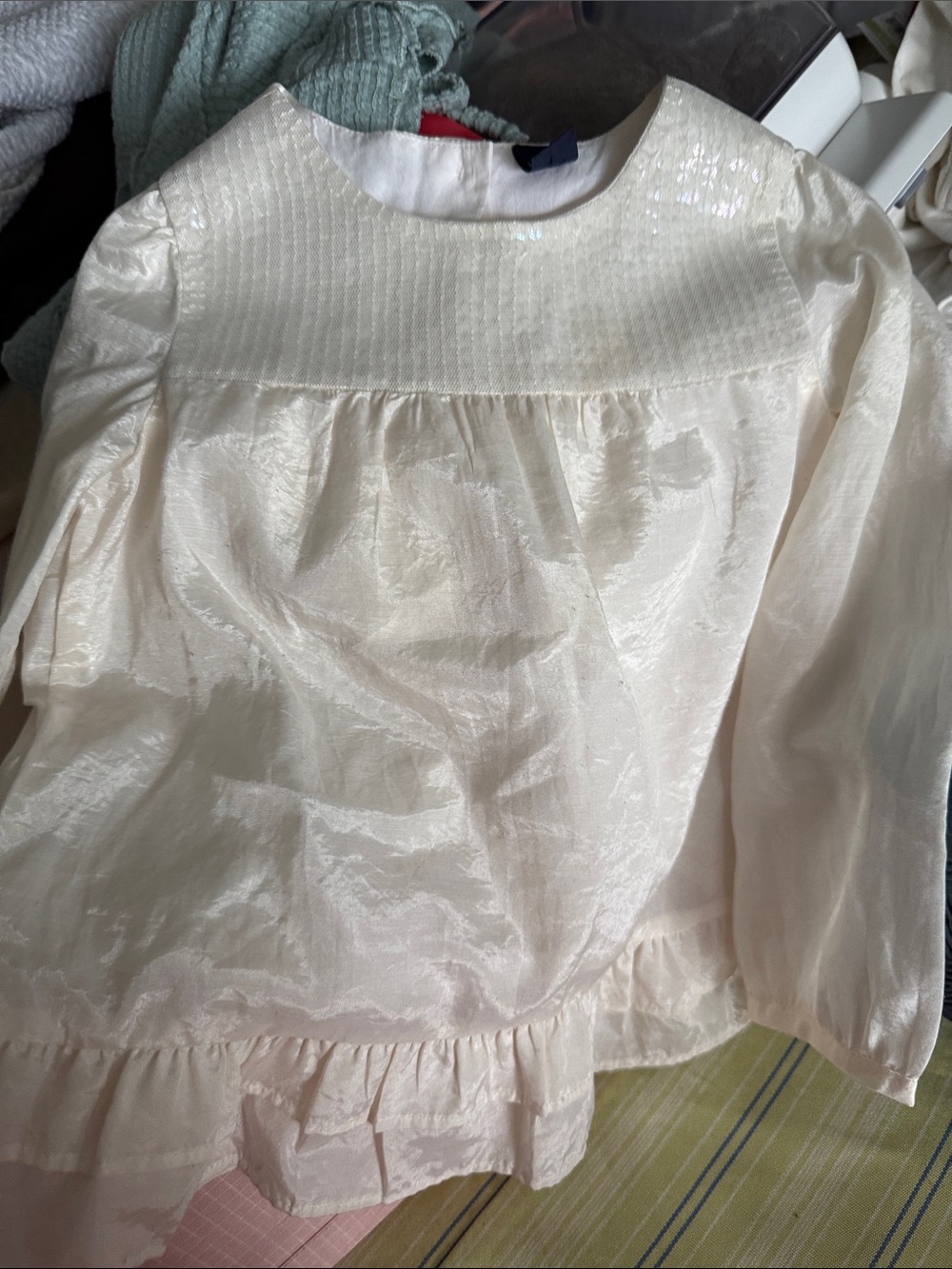 GAP Girls Ivory Long-Sleeve Ruffle Blouse